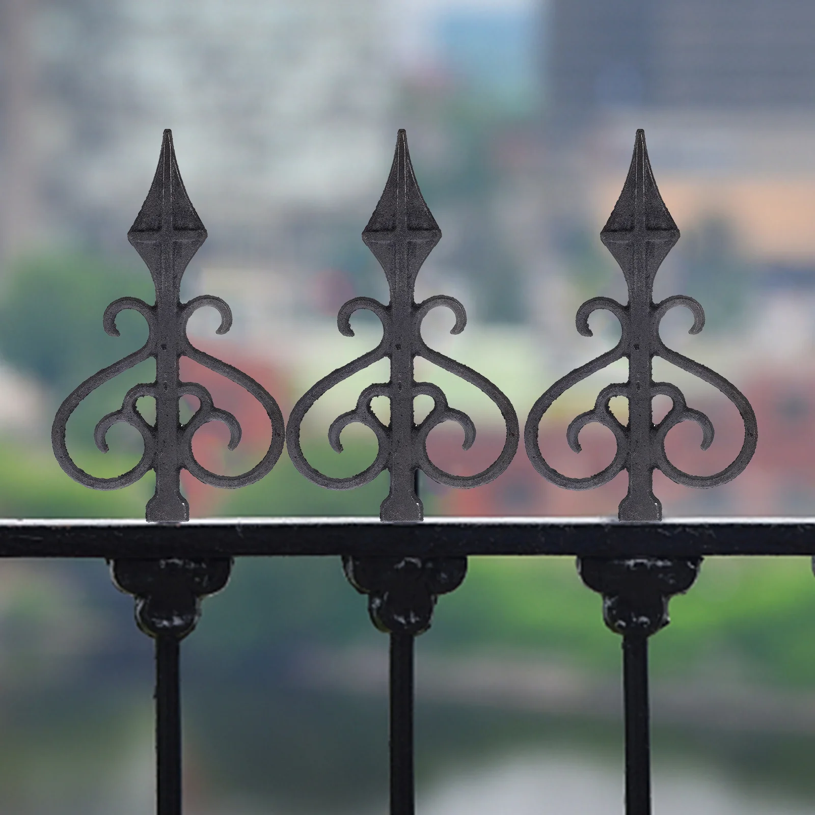 Wrought Iron Fence Lawn Decorations Accessory Heads Metal Post Finials Border Yard Garden Gate