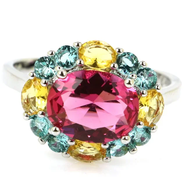 925 SOLID STERLING SILVER Customized Ringss Colorful Smoky Topaz Tourmaline Citrine Violet Tanzanite Aquamarine Blood Ruby Many