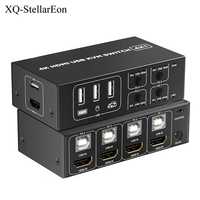 4 Port HDMI KVM Switch 4 in 1 out 4K 60Hz HDMI USB Switch Selector with Desktop Controller for 4 PC Share Monitor Mouse Keyboard