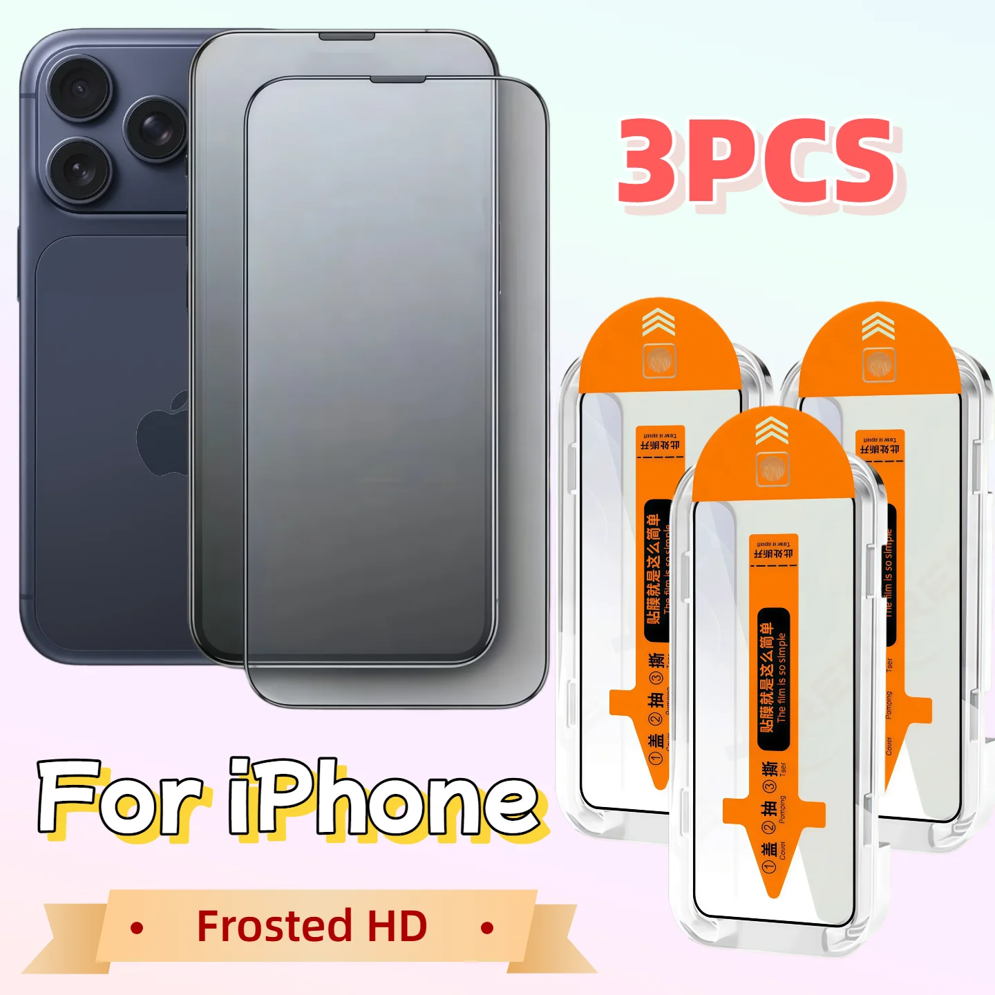 3er-Pack matte HD-Displayschutzfolie aus gehärtetem Glas für iPhone 17/16 Pro Max, 15 Plus/14/13 Pro und Air, staubfrei, blasenfrei