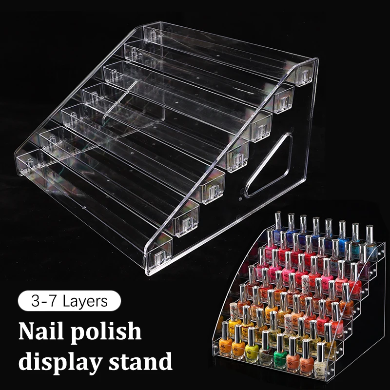 1Pc 3/4/5/6/7 Layers Nail Polish Display Stand Clear Cosmetic Display Rack Holder Essential Oil Bottle Organizer Storage