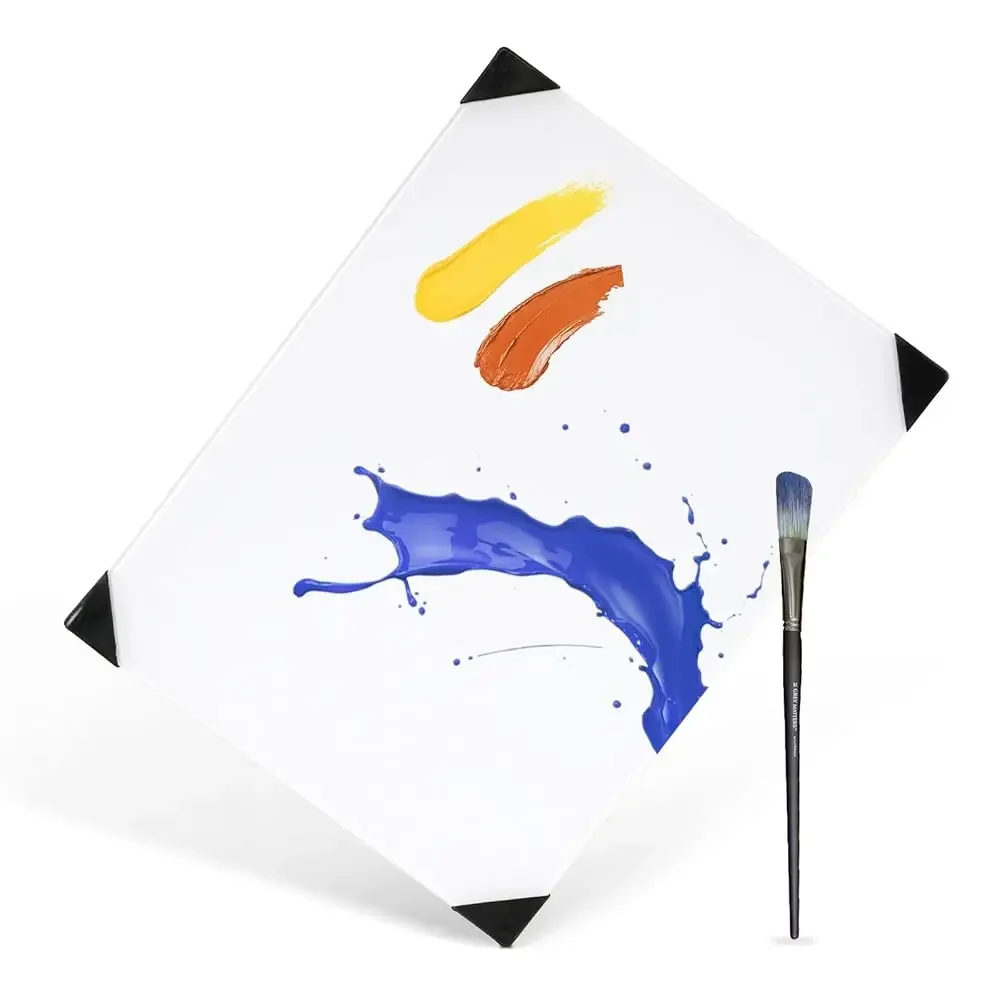 

Стеклянная палитра для масляной живописи 12 x 9 дюймов, палитра для смешивания красок для акриловой живописи, ультрабелая, принадлежности для рисования