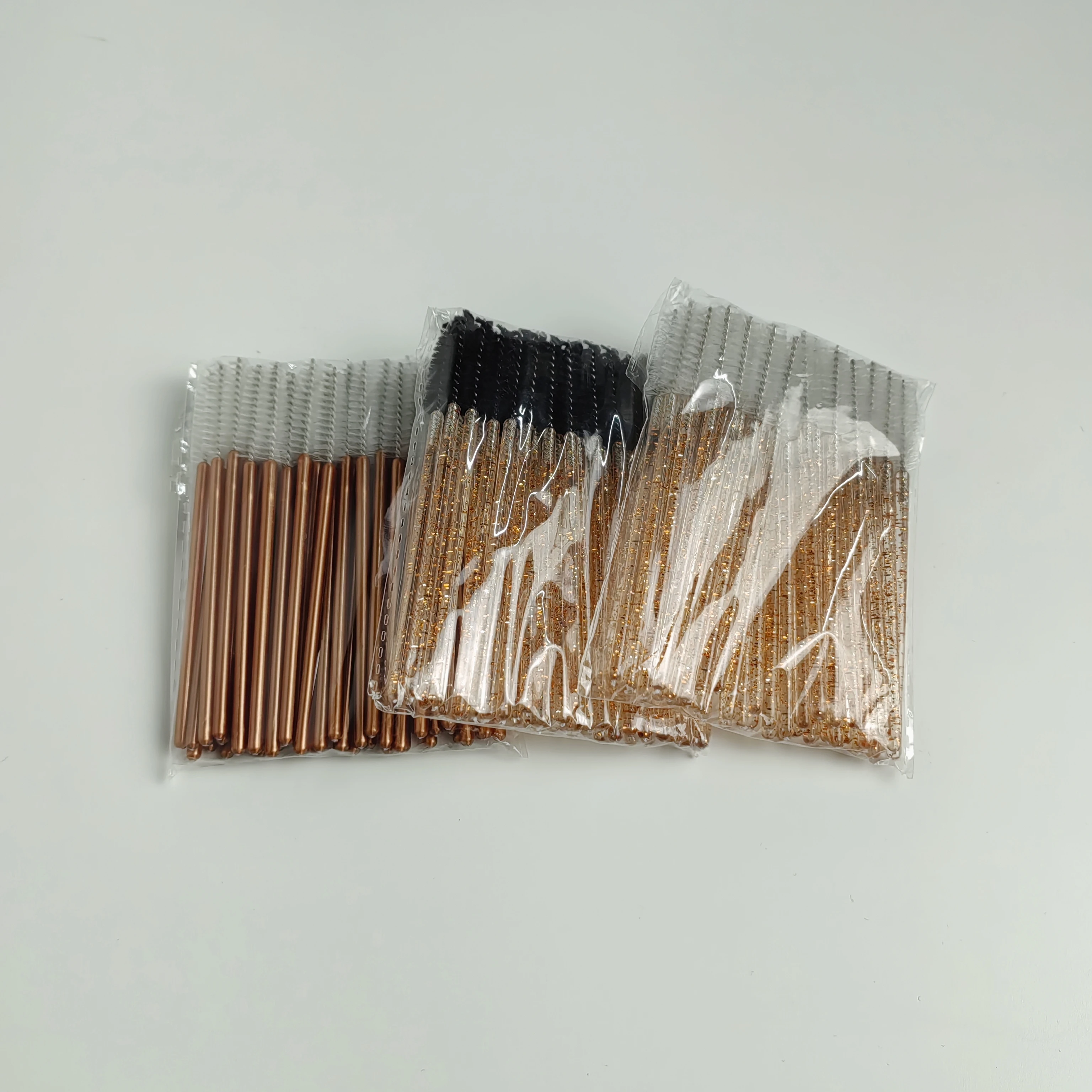 Wimpern-Spoolie-Zauberstäbe, roségoldene Farbserie, 50 Stück pro Beutel, Private Label-Paket erhältlich – Detail 2