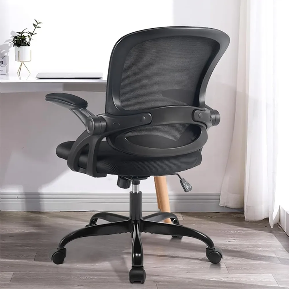 Adjustable height mesh office desk and chair with wheels, ergonomic home rotating and rolling game chair