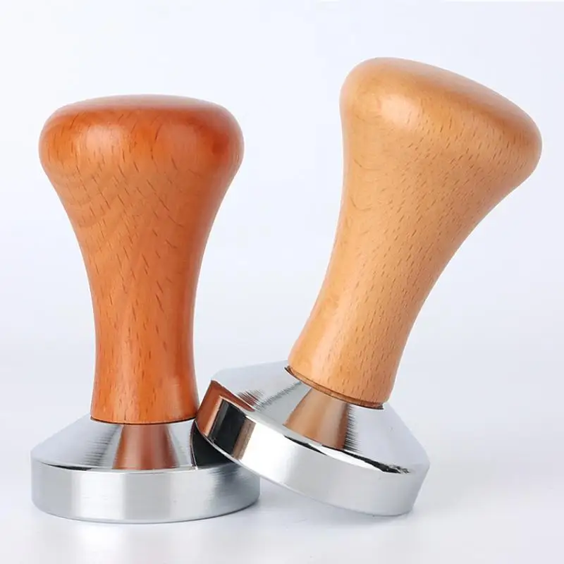 Espresso Tamper for Baristas 1Pcs Wooden Handle Coffee Press Tool with Flat Base