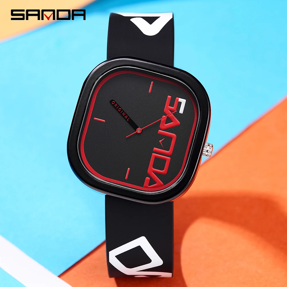 SANDA Quartz Watch For Man Luxury Sport Waterproof Clock Simple Design Men's Wristwatch Silicone Strap Watches Mens Reloj Hombre