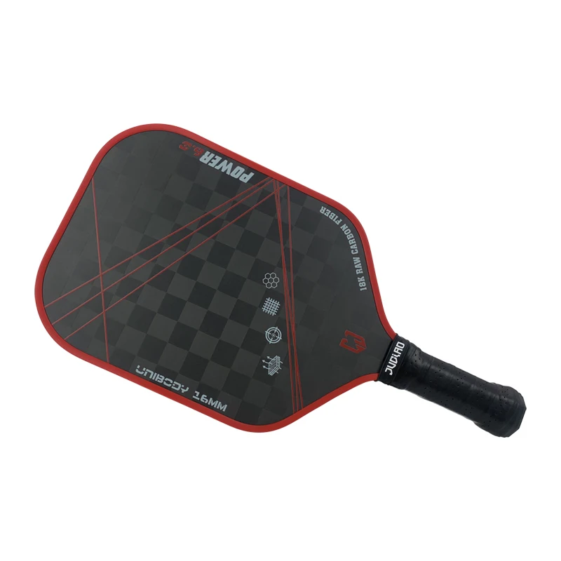 Thermoformed 18K Raw Carbon Fiber Surface For Spin And Control Foam Injected Edges Wide-Body Pickleball Paddle