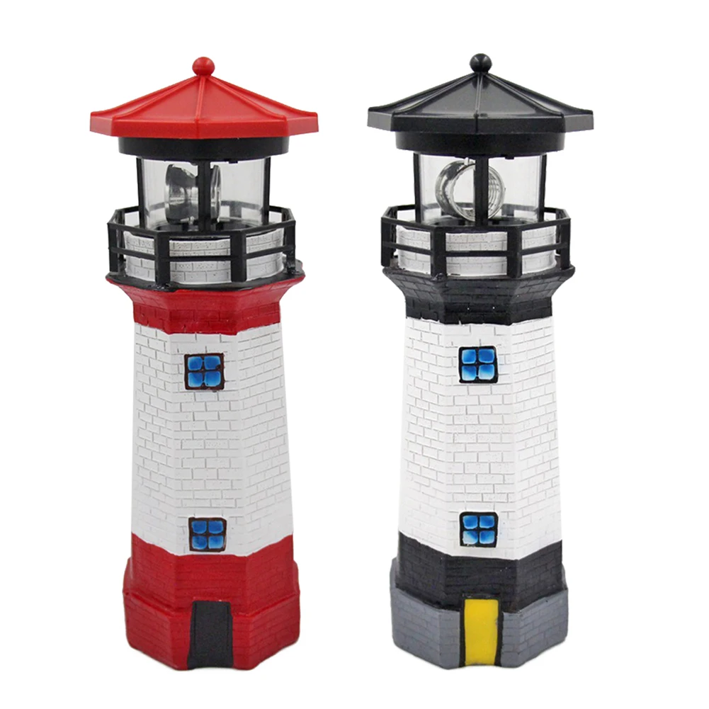 Lighthouse Shape Solar LED Light Garden Fence Yard Outdoor Decor Beacon Lamp