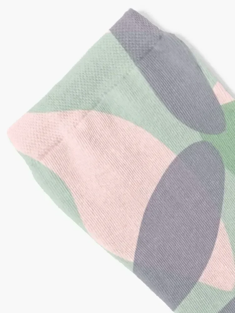 Seychelles Garden Leafy Cutout Abstract Botanical Pattern in Lavender, Pink, and Sage Green Socks