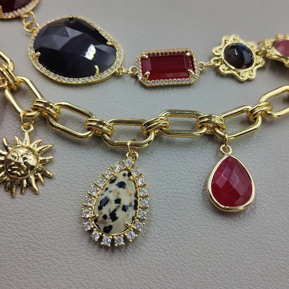 

Multi Color Stone Beads Charm Choker Necklace Women Collar Designer Necklaces