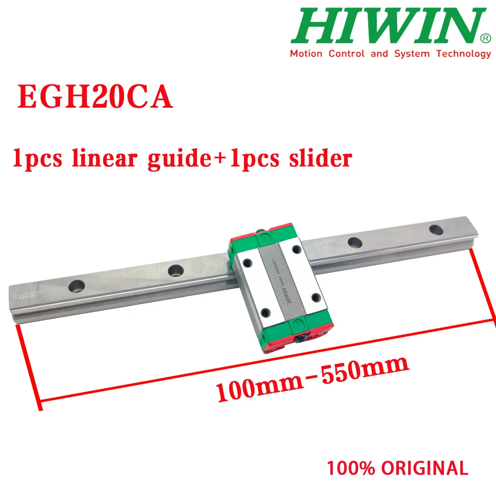 New HIWIN Original EGH20 EGH20CA Linear Guide Rail With Slider High Precision Linear Guide 100-550mm +1Pcs Slider 3D Printer CNC