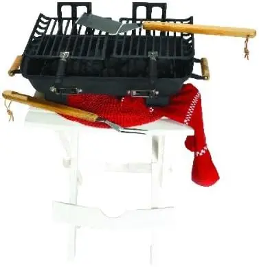 Marsh Allen 30052 Cast Iron Hibachi 10 By 18-Inch Charcoal Grill 3 Position Adjustable Cooking Grids 157 Sq Inch Cooking Surface