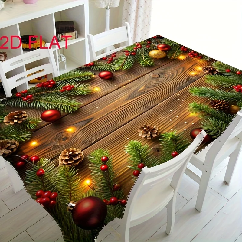 Elegant Christmas Tablecloth Runner for Dining Table Holiday Decor Waterproof Festive Pine Garland Centerpiece