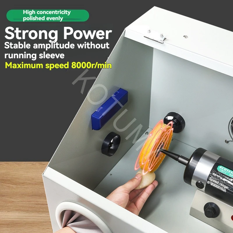 Polishing Machine Small Desktop Grinding And Polishing All-in-one Machine With Dust-proof Box Cover, Jewelry Metal