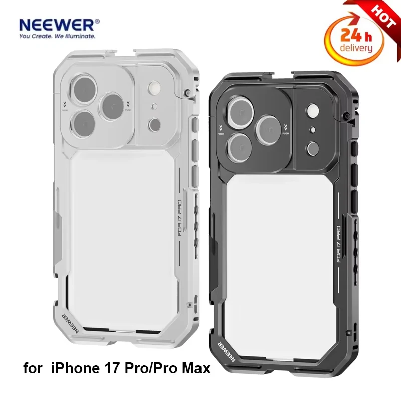 

Клетка для телефона NEEWER для iPhone 17 Pro/Pro Max, чехол из алюминиевого сплава с креплением на заднюю панель объектива телефона 17 мм/T и адаптером фильтра 67 мм
