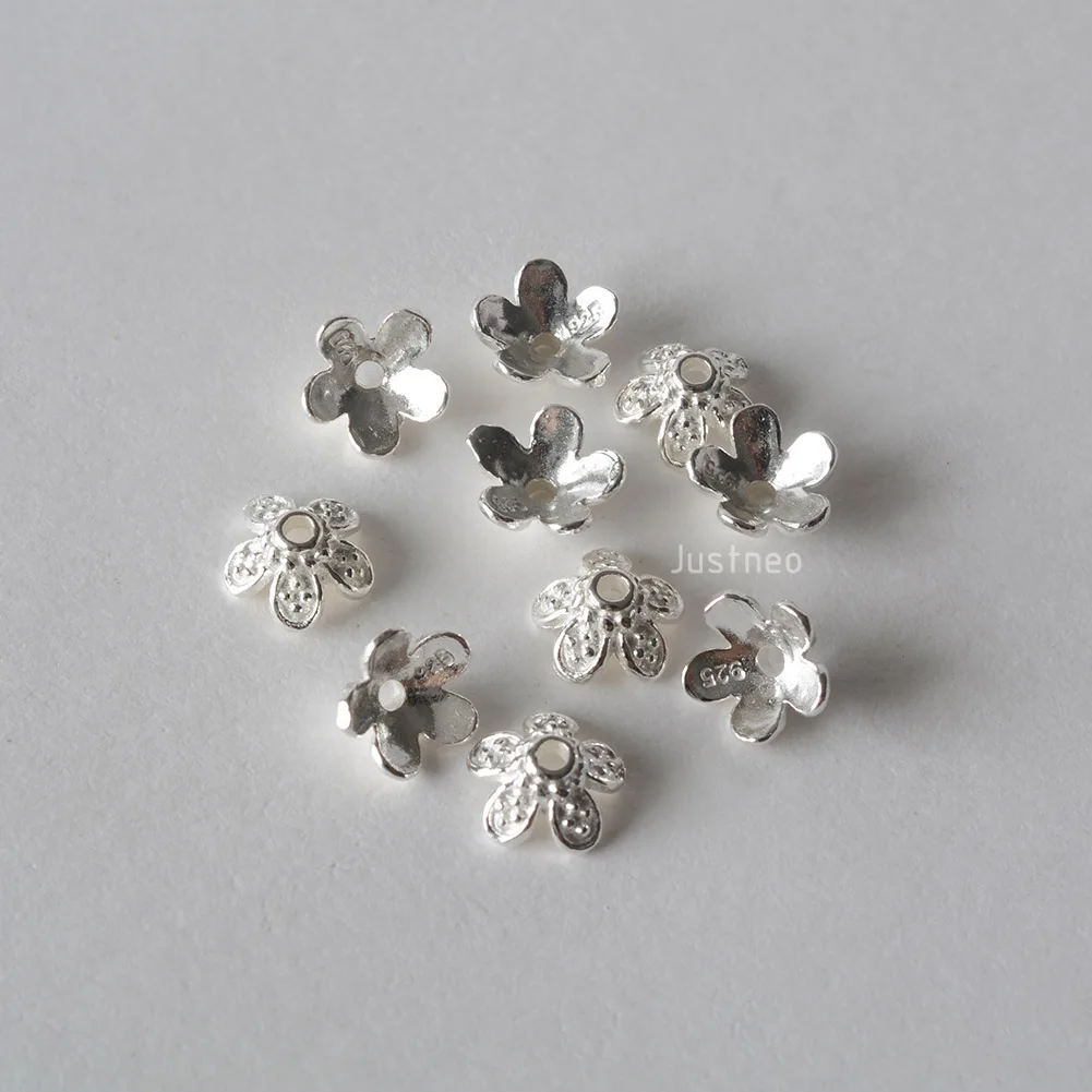 solid 925 sterling silver flower bead cap, spacer bead caps, jewelry diy silver findings/components