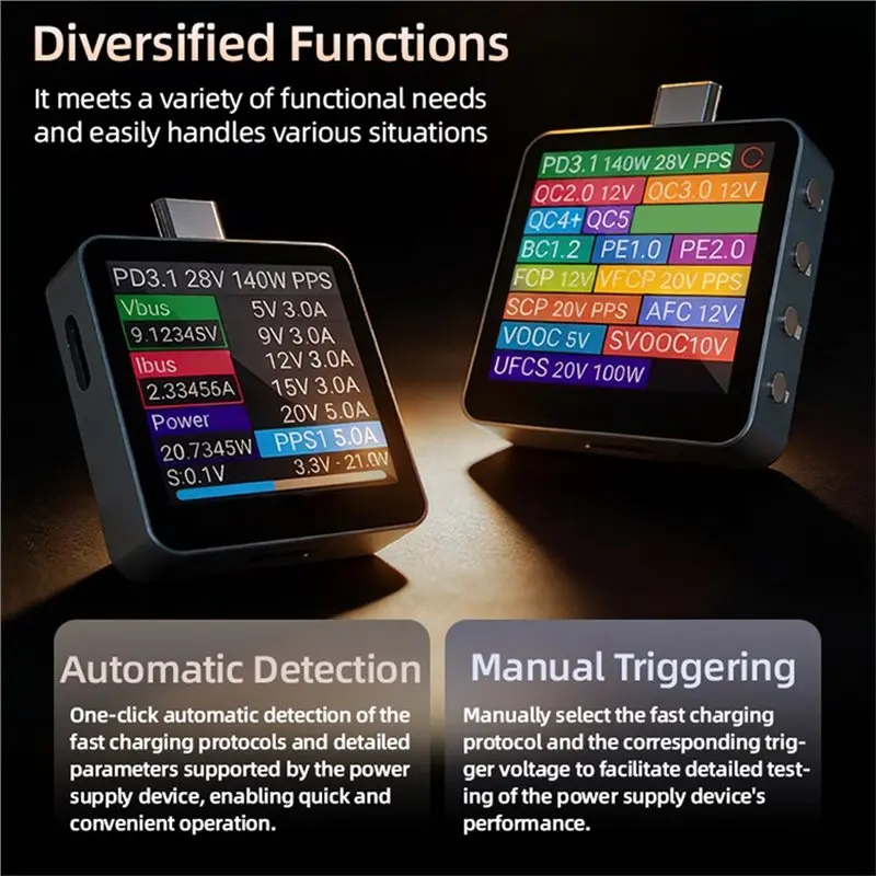 HLZS-Fast Charge Detection Trigger PD3.2 Battery Tester USB Tester C2 Digital Voltmeter Charging Power Detector