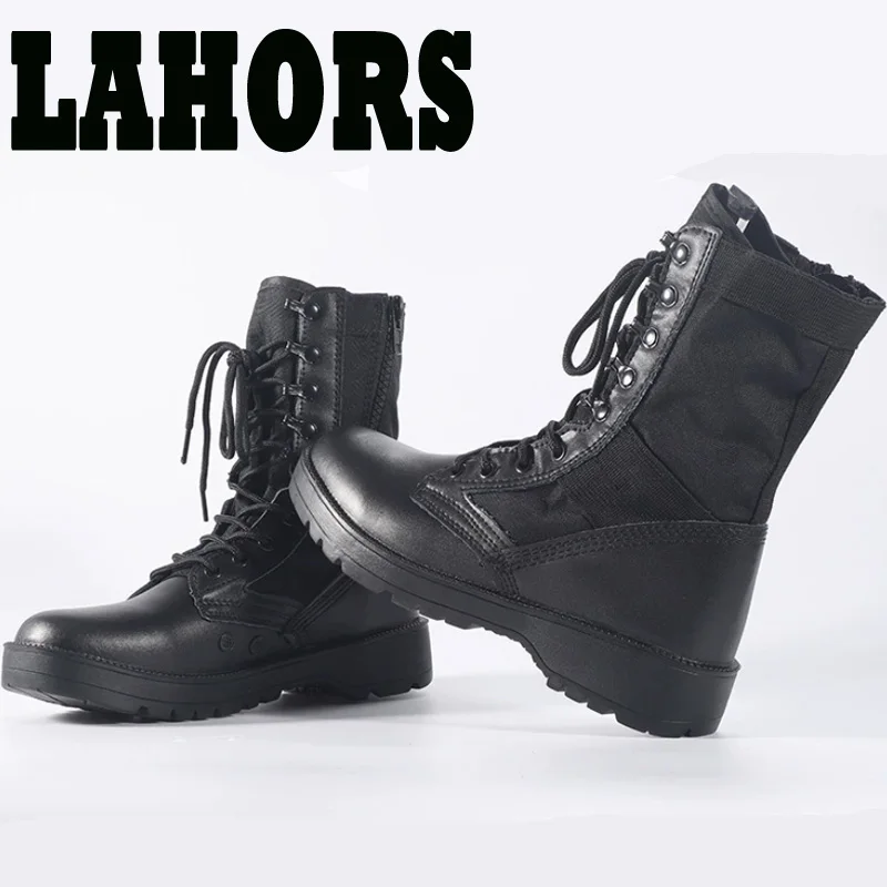 LAHORS Men Tactical Desert Boots Outdoor Combat Lightweight Non-Slip Hiking Shoes High-Top Botas Work Shoes