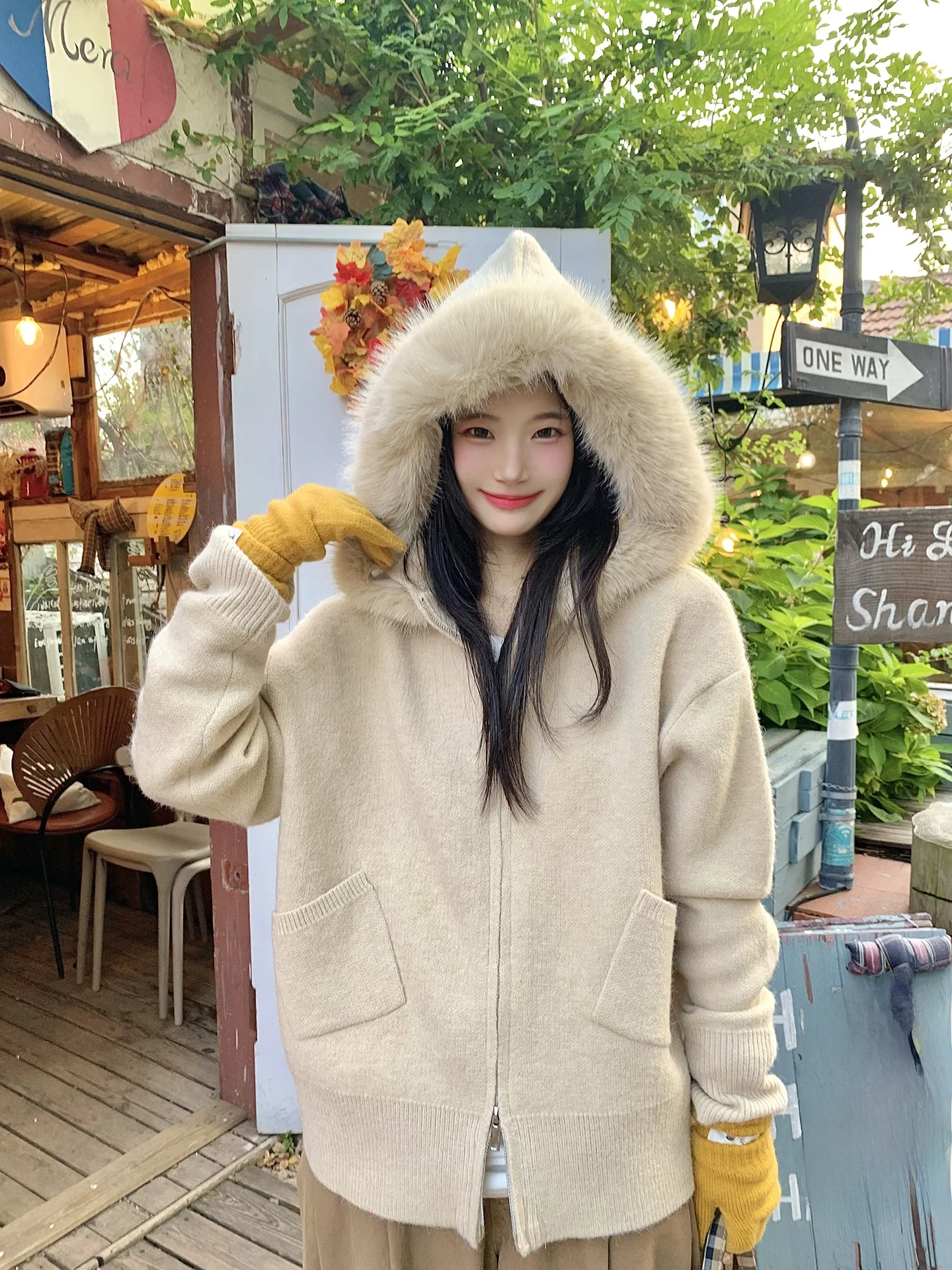 

Soft Cozy Women's Knitted Hat Jaet Loose Long Sve Faux Fur Collar Open Cardigan Sle Commute Faion Autumn Winter Top