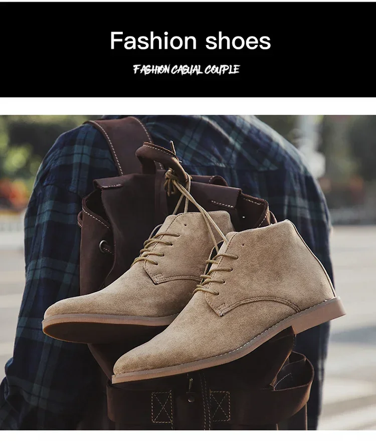 Modische braune Chelsea Boots für Herren im britischen Stil, hochgeschnittene Wildlederschuhe mit Schnürung und spitzer Zehenpartie, Herren-Knöchelstiefel – Detail 10