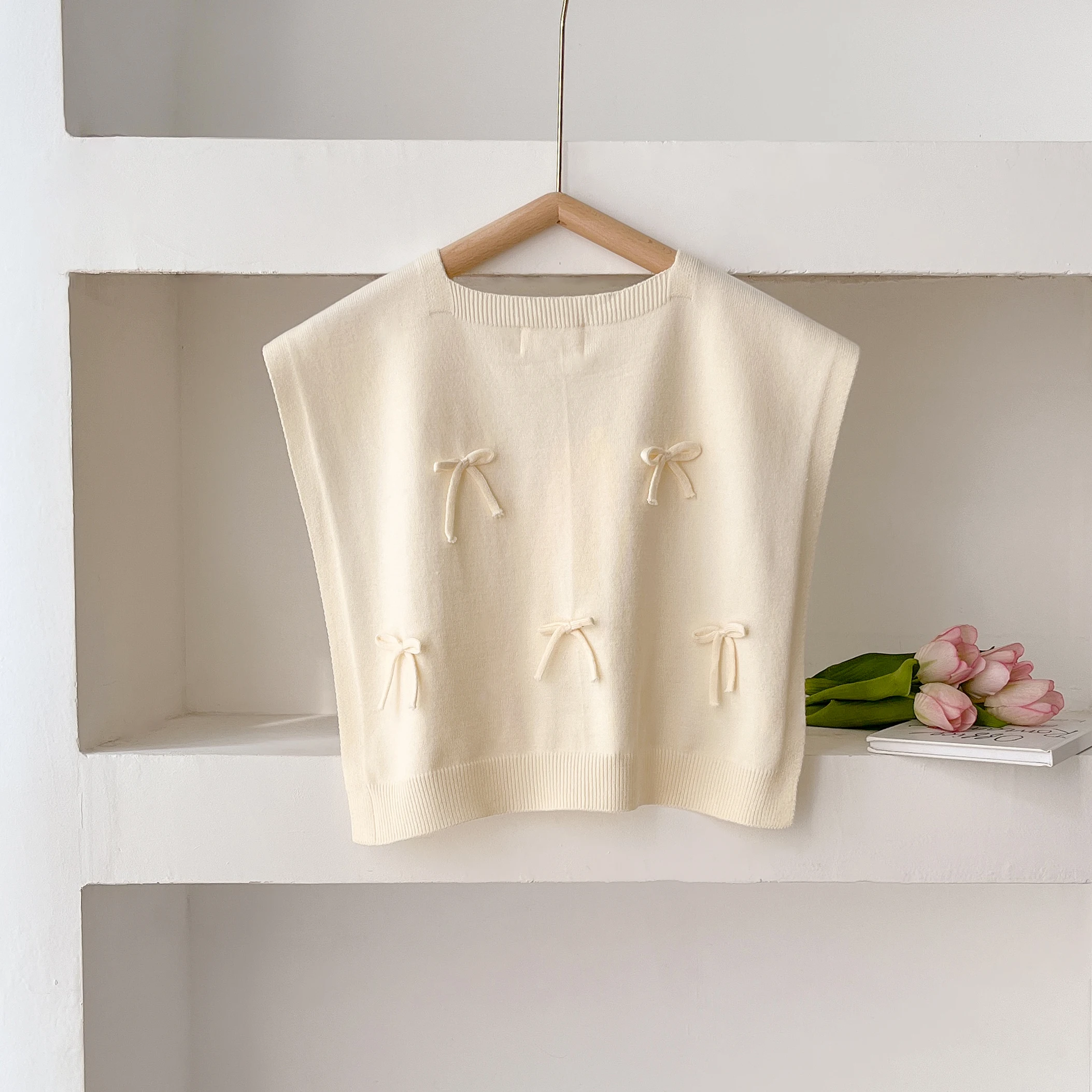Korean Knitted Shawl Summer Air Conditioning Fake Collar Neck Guard Knit Thin Knotted Cape Shoulder Scarf For Women
