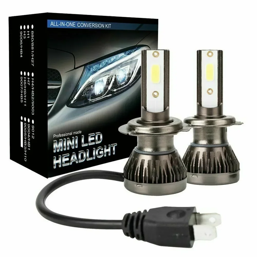 2pcs Car H7 LED Headlight 200W 20000LM Hi/Low Kit Bulbs Beam 6000K Canbus Error DC 9V-32V Super Bright Car Lights