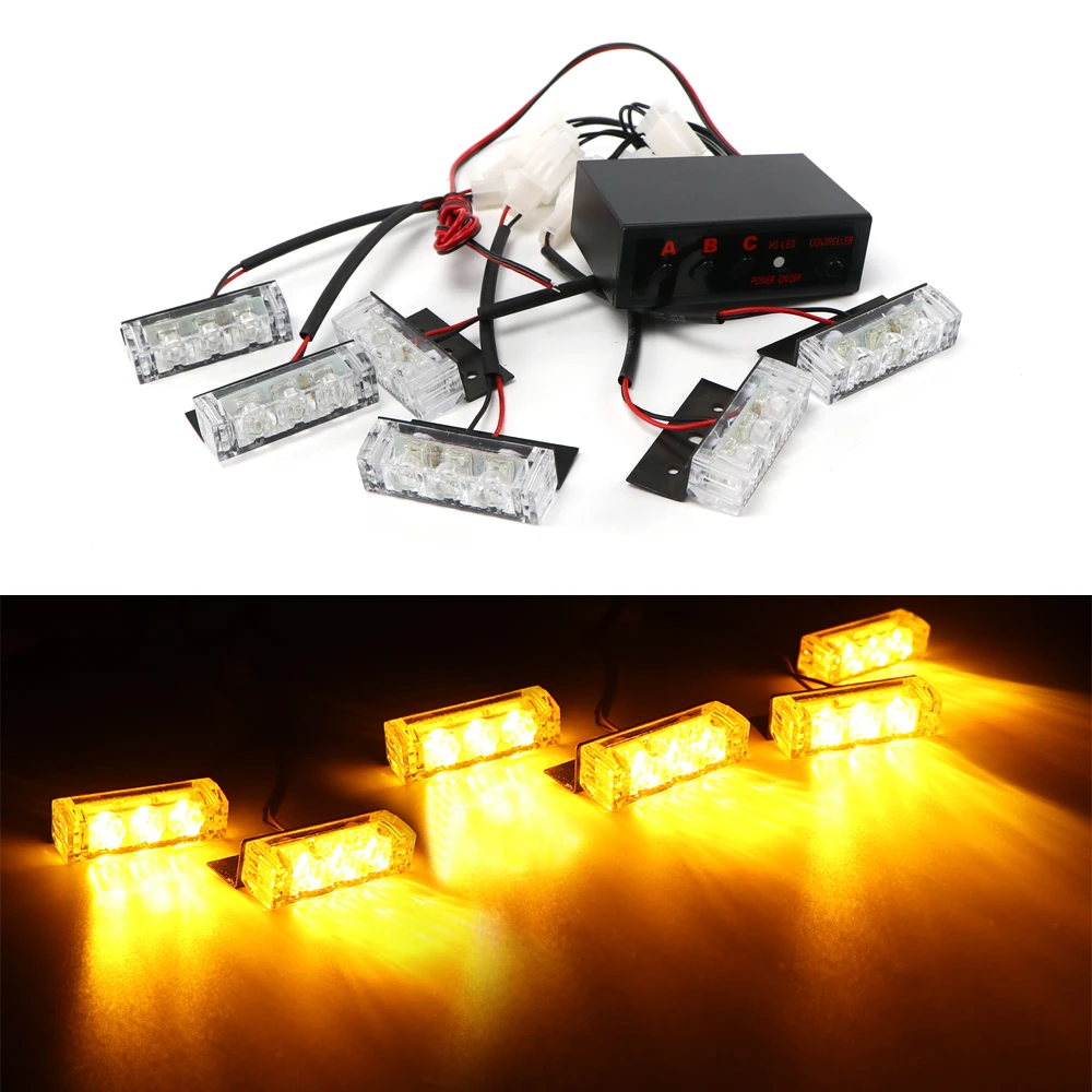 6x3 LED Red Blue Amber Car Grille Strobe light Police Fireman Car Front Bumper strobe Emergency light Flashing Warning lamp 12V