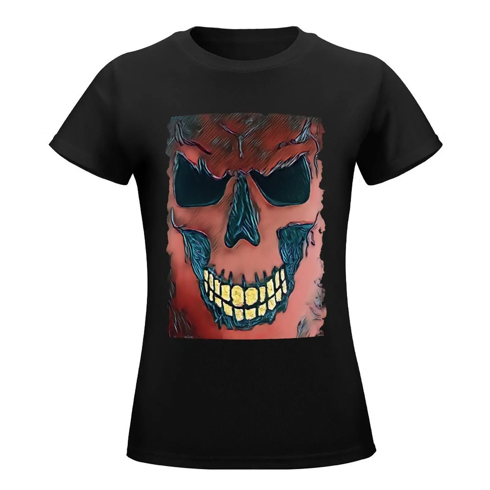 Skull Red T-Shirt female Aesthetic clothing animal print shirt for girls Women's summer blouses 2024