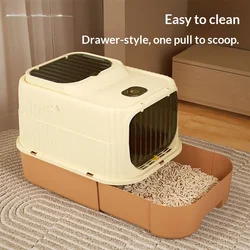 Caja de arena extra grande cerrada para gatos, antideslizante