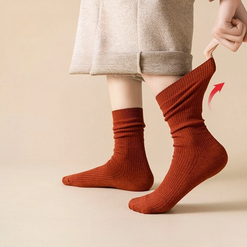 9 Pairs Women's Winter Cotton Loose Socks Long Thickened Fall Winter Warm Socks Casual New Year Slouch Socks Set High Quality