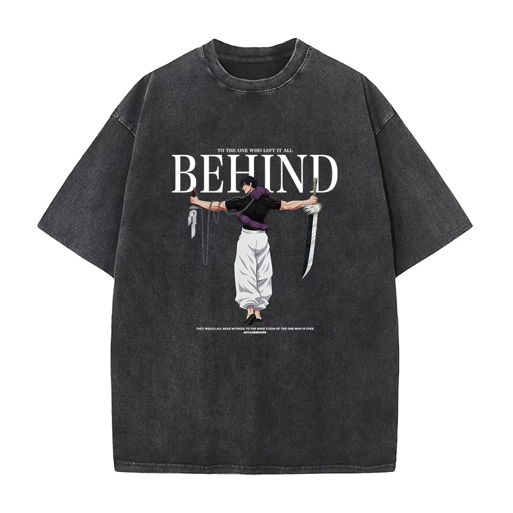

Jujutsu Kaisen Vintage Washed T Shirt Anime Loose Fit Tops Fashion Graphic Print Cotton Short Sleeve Tee Top