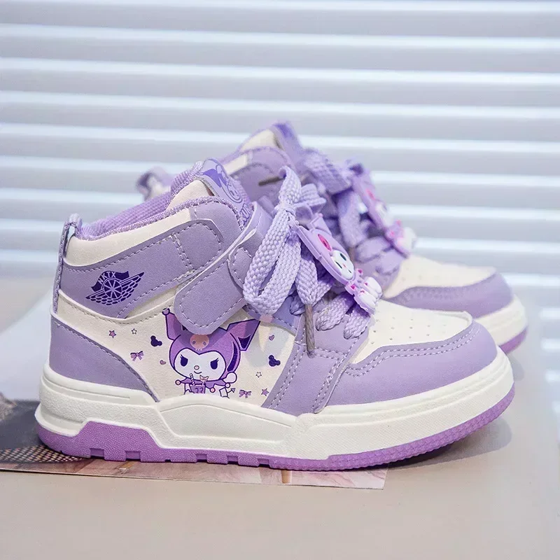 Sanrio hello kitty Sneakers girls high-top sports shoes kuromi spring and autumn new cartoon casual shoes children\'s board shoes
