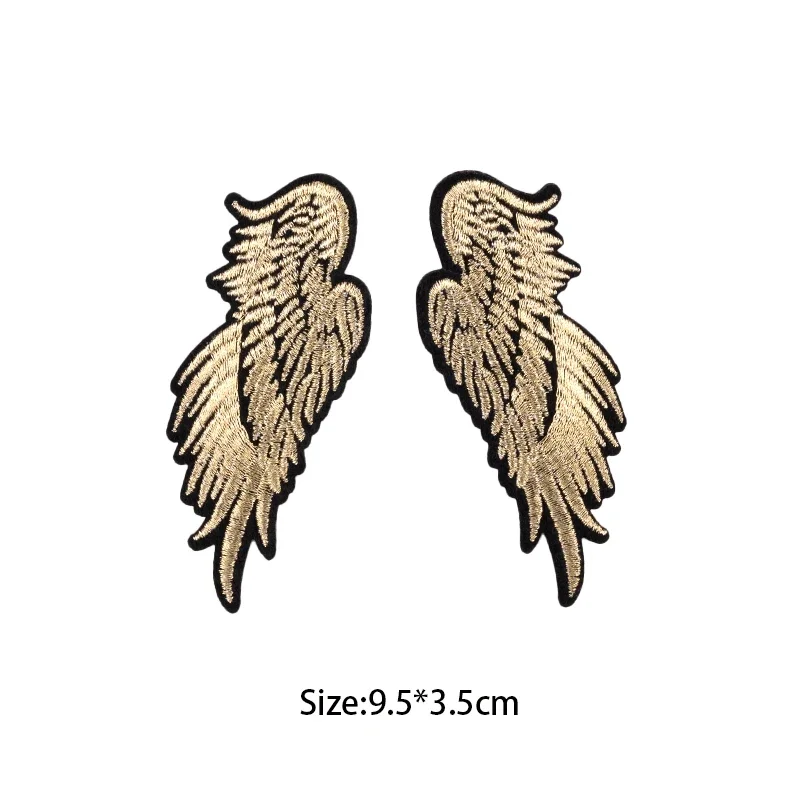 1 Pairs Gold Silver Angel Wings Patch DIY Embroidery Patches for Clothing Stripes Badge For Jacket Ironing Sew Clothes Stickers