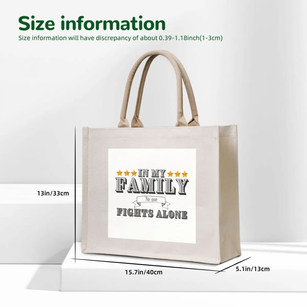 In my family no one fights alone Tote Bag shopper bags for women tote bag men's shopper bags