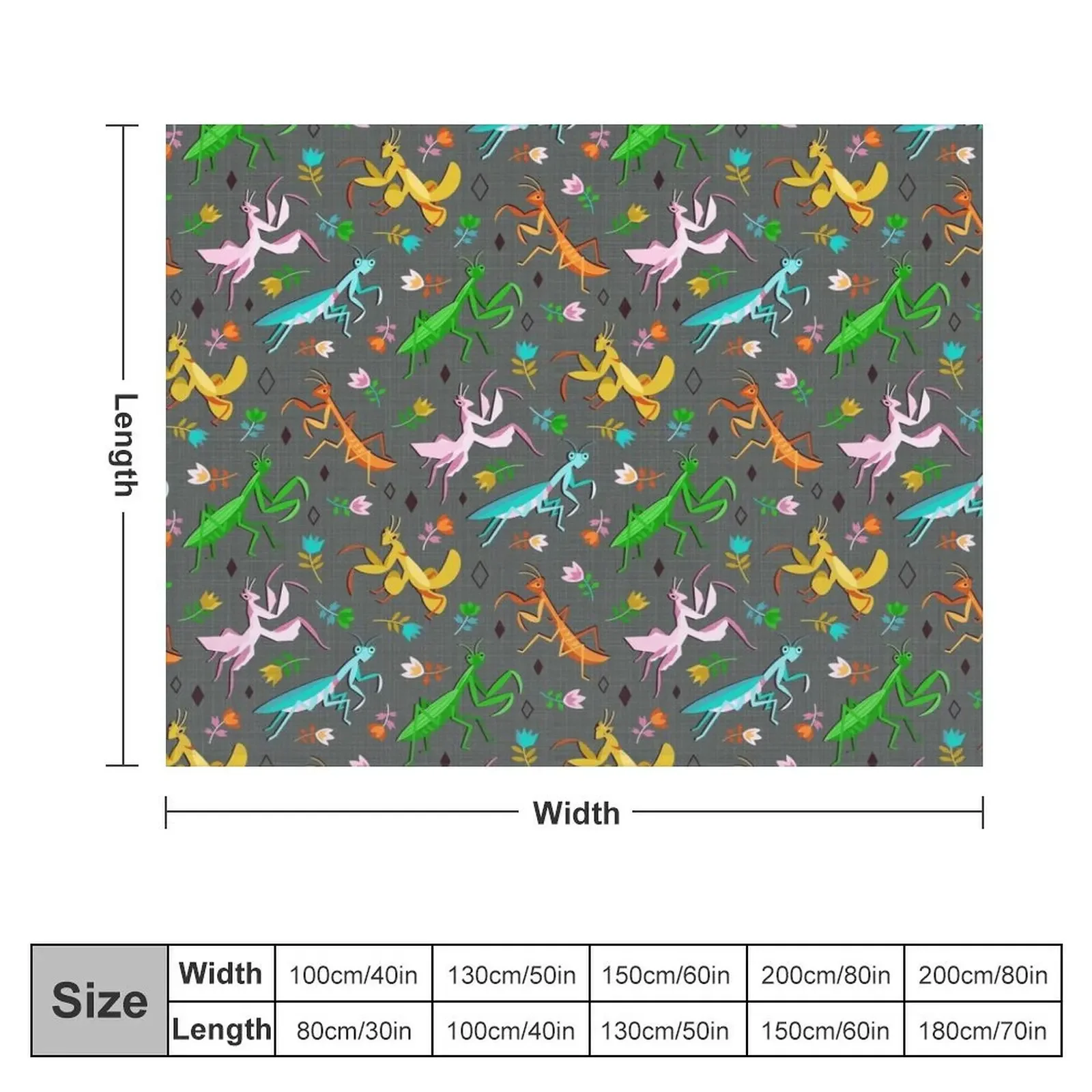 An Unordinary Array of Praying Mantises - Grey Throw Blanket Heavy Cute Plaid Shaggy Blankets