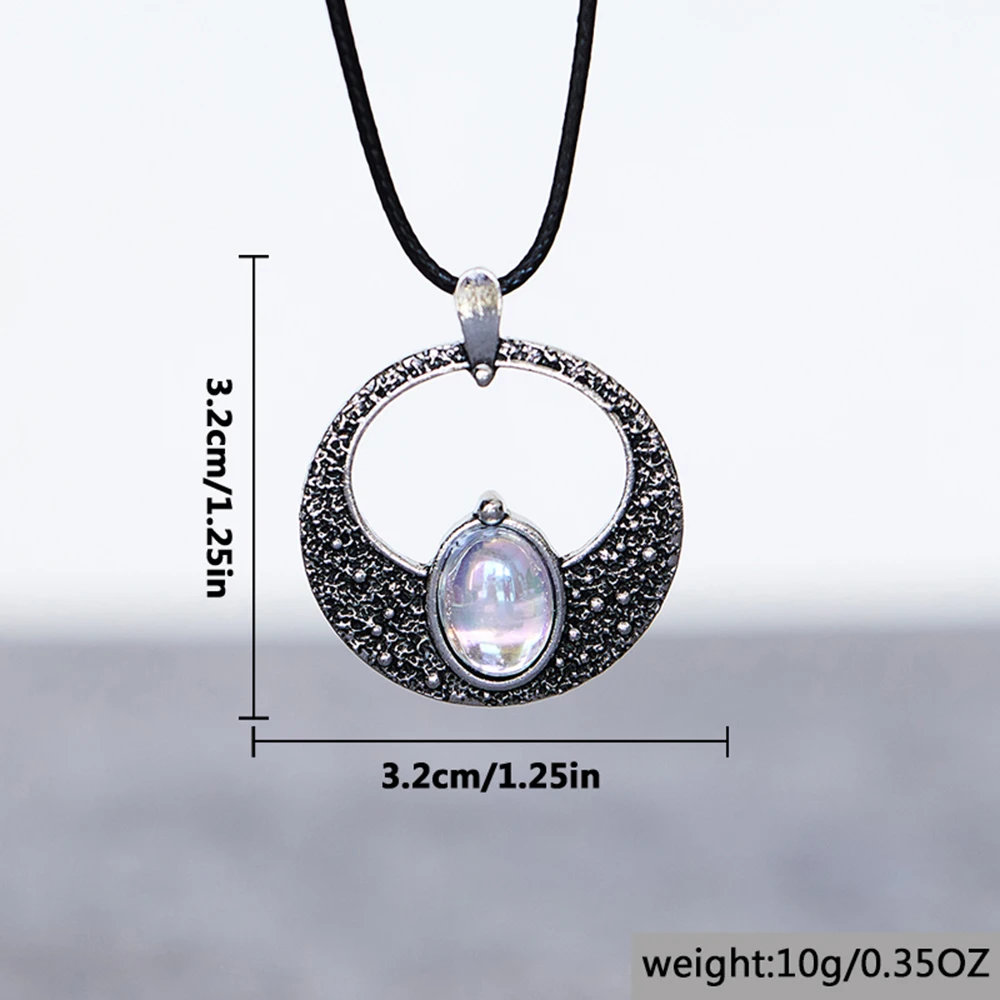 Vintage Hollow Moon Pendant Necklace Men Retro Leather Chain Necklace Cool Punk Street Jewelry