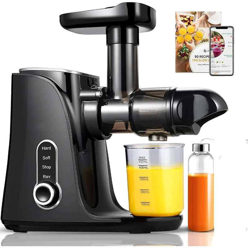 Juicer Machines Slow Cold Press Juicer With 2 Speed Modes(500ML)Matte Black