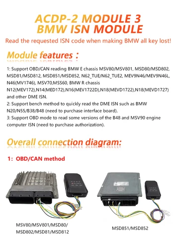 Yanhua Mini ACDP ACDP-2 Module3 с лицензией A50E A50B A50D для чтения и записи BMW DME ISN Код от OBD