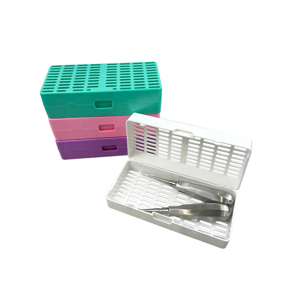 Caja de desinfección para elevadores de extracción de dientes, instrumento de Autoclave de plástico Dental, estante de casete, alicates de dentista, soporte de fórceps