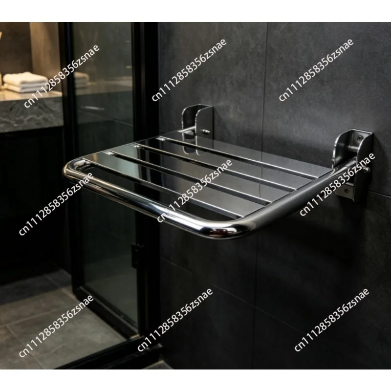 304 Stainless Steel Wall‑Mounted Folding Shower Seat, Wall Hanging Foldable Chair, Porch Shoe Changing Stool