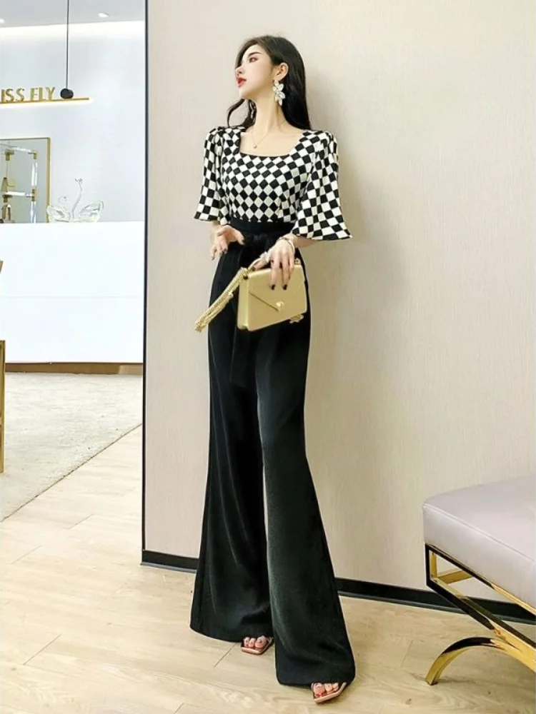 Women's Top and Pants Two Piece Set Lattice Party Ladies Trouser Summer 2024 Groups of Wholesale Bulk Fashion Clothing Outfit D