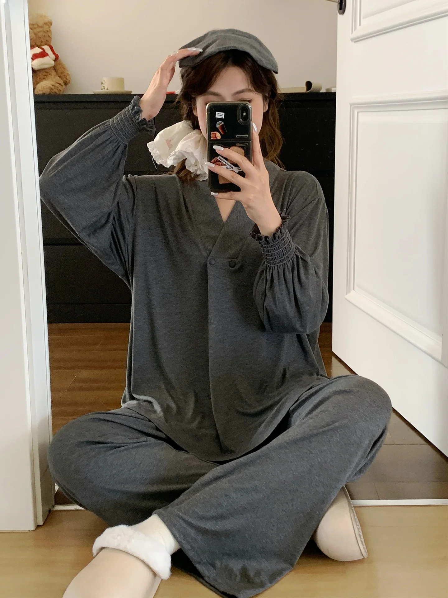 modal-maternity-sleepwear-thin-october-postpartum-nursing-nightgown-summer-home-clothes-overhead-casual-loose-long-sleeve