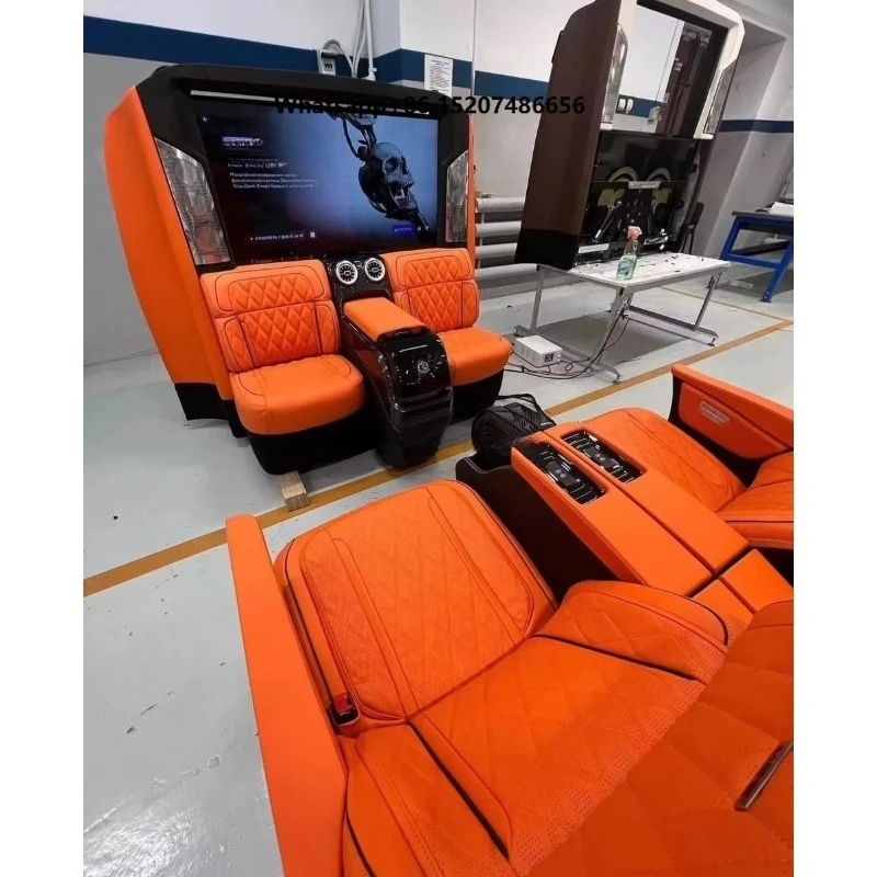 Orange Leather Car Seat and Luxury Partition Customized Modified Car Seats for  Vehicle Parts Car Accessories