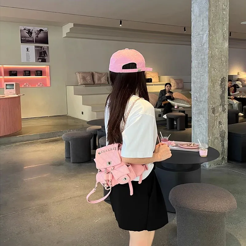 Artificial Leather Retro Large Capacity Crossbody Bags Handbags Letter Shoulder Shopper School Satche Backpack Chain Lady Purse