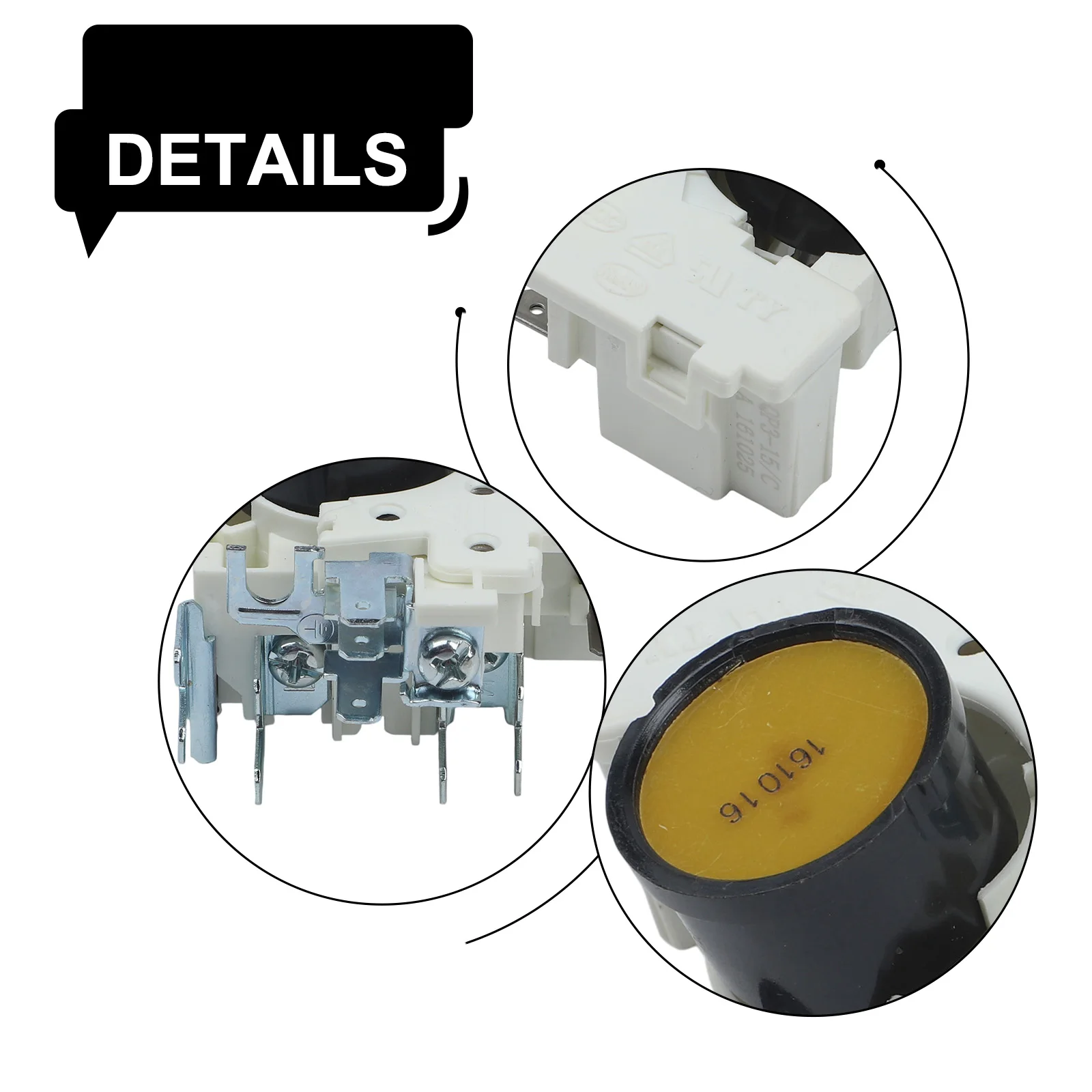 Compressor Relay White PTC Starter Precise Fit Easy Installation Common Compatibility Built-in Overload Protection