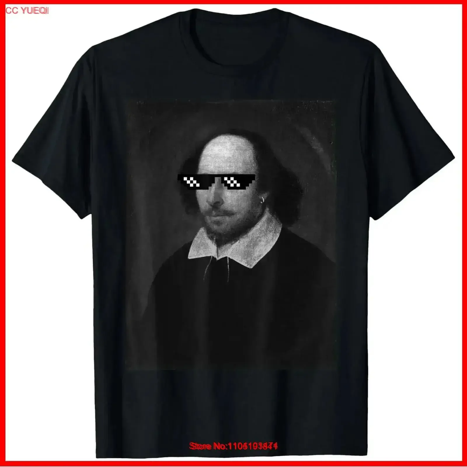 William Shakespeare Funny Thug Life Sunglasses Meme Black Cotton T Shirt S 5XL vintage Washed designer clothes Comfortable
