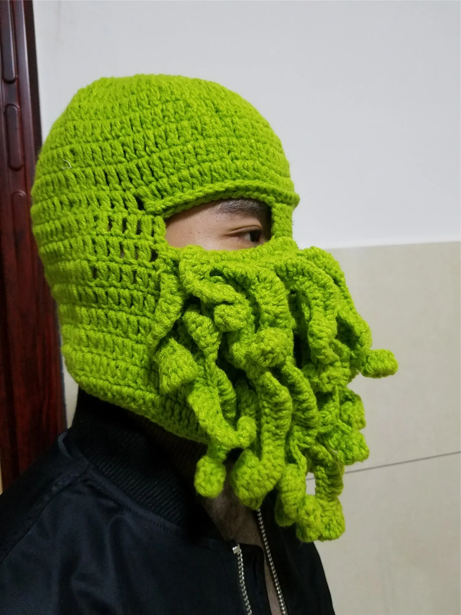 Novidade Handmade Engraçado Tentáculo Chapéu de Polvo para Homens e Mulheres, Crochê, Cthulhu Barba, Gorro, Malha, Máscara de Vento, Halloween