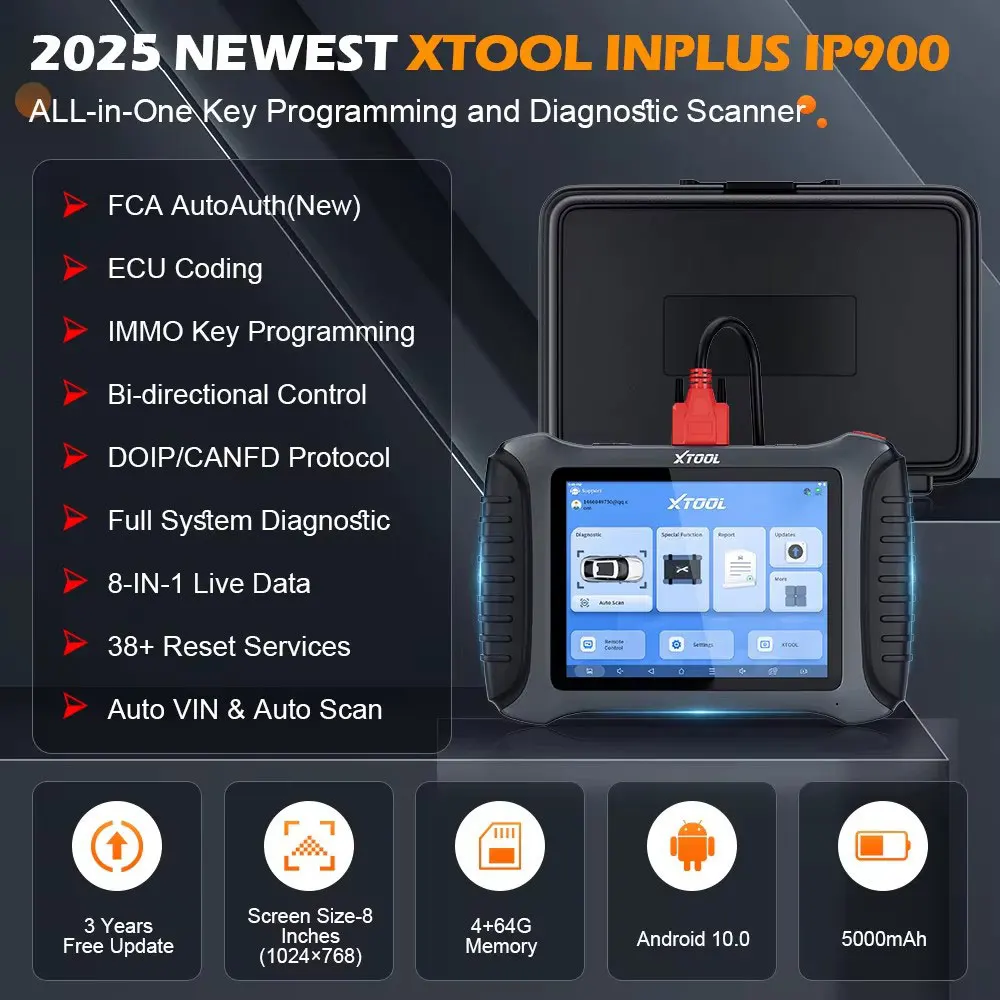 XTOOL InPlus IP900 All Systems Car DiagnosticTools OBD2 ECU Coding Bidirectional Scanner With 38+ Resets CAN FD DOIP FCA