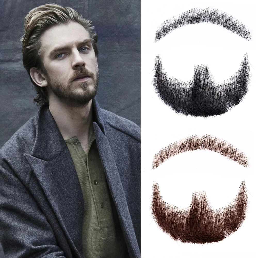 

LM кружевная борода ручной работы по волосам, искусственная борода для мужчин, усы, необычные синтетические кружева, невидимые усы, Barba falsa