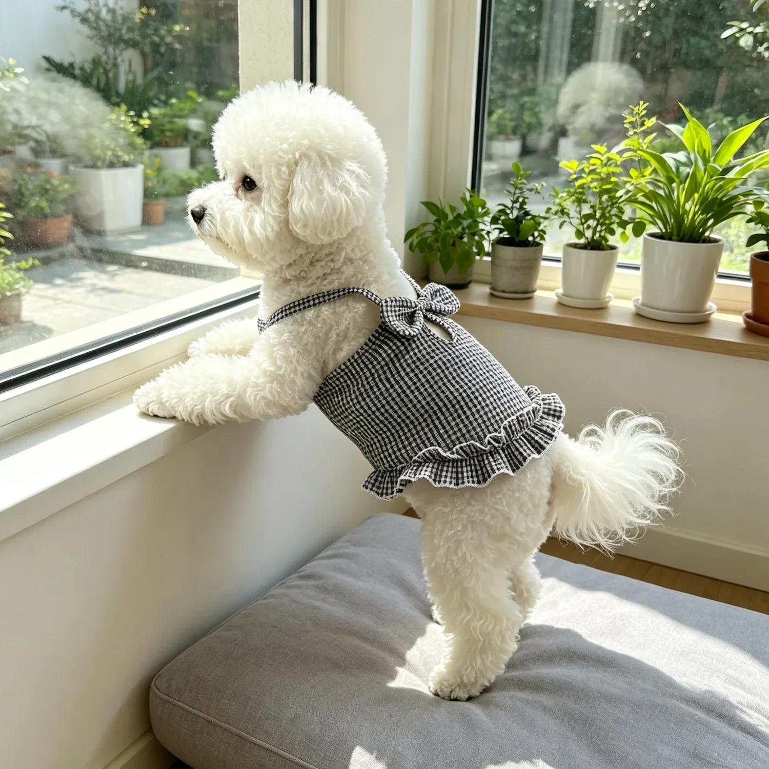 1 Stück Sommer-Haustierkleidung für kleine Hunde, niedliches gerüschtes gestreiftes Hundetanktop, atmungsaktive Welpenweste, süße Rüschen-Hundebekleidung – Detail 9
